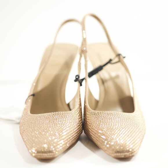 Zara Natural Rhinestone Slingback Heels - Picture 2 of 4